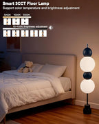 Lightdot Black Globe Floor Lamp with 3 Color Temperatures LED Bulbs Included,Dimmable Floor Lamps with Touch Switch,Unique Modern Standing Tall Lamp for Bedroom Living Room/Sofa Beside/Corner Decor