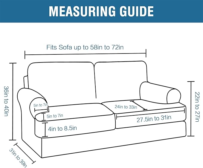 H.VERSAILTEX Sofa Cover 3 Piece T Cushion Loveseat Slipcovers Thick Velvet Couch Cover Stretch T Cushion Sofa Covers for 2 Cushion Couch with 2 Individual T Cushion Covers Washable, Rust