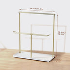 Headband Holder Organizer Metal 2-Tier with Tray, Necklace Storage Hairband Rack Hair Accessories Display Stand Stand Home Bedroom College Dorm Decor for Girls Women (Gold)