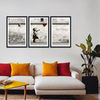 Novatique Street Banksy Wall Art Abstract Pop Art Wall Decor Black and White Graffiti Pictures Canvas Prints for Living Room Bedroom,16" x 24" x 3Pcs