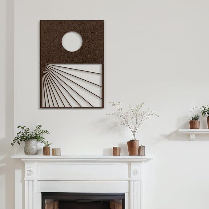 SIGNLEADER Metal Wall Art Decor Geometric Circle Abstract Shapes Modern Abstract Wall Sculpture Hangings Home Decoration for Living Room, Bedroom, Bathroom, Kitchen, Outdoor - 24" Bronze