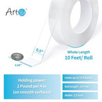 Art3d Double-Sided Mounting Tape (10FT), Multipurpose Removable Adhesive Foam Tape, Transparent, Household