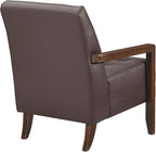 Lexicon Modern Accent Chair, Luxury Genuine Leather Match Living Room Chair with Tufted Cushions, Solid Wood Frame and Arm Rest, Comfy Upholstered Single Seat for Bedroom/Reading/Office, Dark Brown