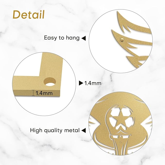 SIGNLEADER Metal Wall Art Decor - Soccer Trophy with Wings Minimalist Modern Abstract Wall Sculpture Hanging Home Decoration for Living Room, Bedroom, Bathroom, Kitchen, Studio, Outdoor - 24" Gold