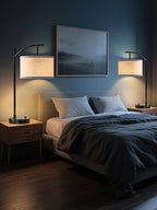 Table Lamp for Living Room Bedroom, 23.5" Table Lamps Set of 2 with USB C+A Ports, Bedside Lamps for Nightstand with Linen Lamp Shades, 2 Dimmable LED Bulbs Included, Black