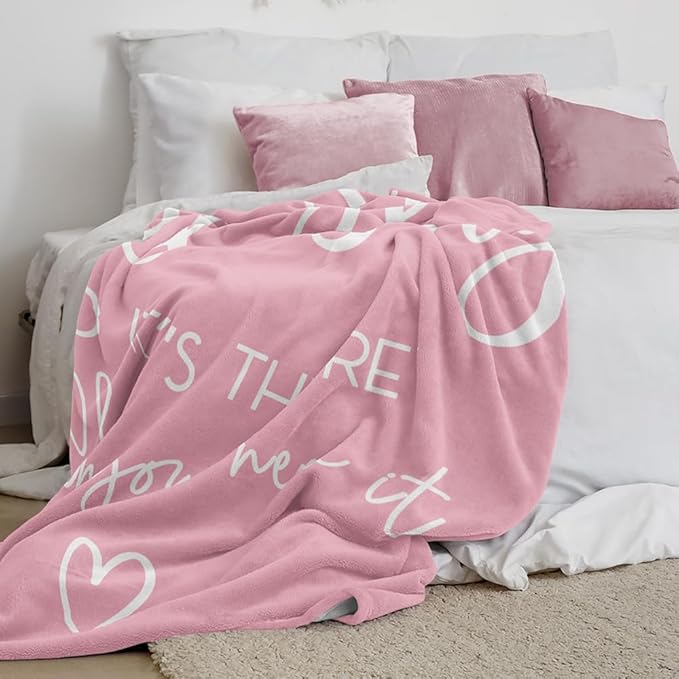 Pubrave Breast Cancer Gifts for Woman, Get Well/Inspirational/Sympathy/Thinking of You/Feel Better Gifts for Women, Healing Blanket Pink 60x50in