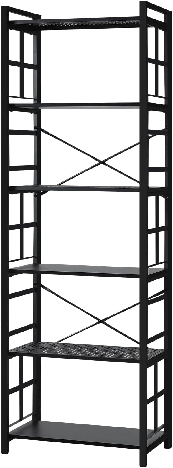 HOMBAZAAR 6 Tier Bookshelf,70 inch Tall Industrial Bookcase with Metal Frame and Open Shelves,Rustic Heavy Duty 6 Shelf Bookcase, Office Book Shelves for Living Room and Bedroom,Black