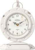 Vintage Table Clock, Desk and Shelf Mantel Clock, Antiques London Style White Decor Clocks, for Farmhouse, Living Room, Bedroom, Bedside, Gift (8.8" H x 6.3" W)