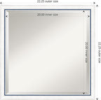 Amanti Art White Wall Mirror 22x22 Morgan White Blue Square Bathroom Mirror for Wall Decor Living Room, Medium Modern Wood Frame, Hangs Horizonally and Vertically, Bathroom Decor, Beveled Edge
