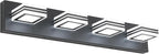 SOLFART Black Bathroom Light Fixtures 4 Lights Bathroom Vanity Lighting LED Dimmable Modern Black Vanity Lights Over Mirror