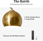 77” Arc Floor Lamp for Living Room, Upgraded Gold Standing Lamp with Remote, 3 Color Temperatures & Brightness Adjustable, Modern Arched Floor lamp for Bedroom,Office, Antique Brass, LED Bulb Included