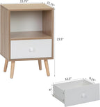 JAXPETY Nightstands Set of 2, Night Stand with Drawer and Open Storage Shelf, Bedside Tables with Solid Wood Legs, End Table, Side Table, for Bedroom (Natural)