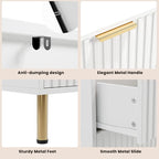 GarveeHome White 6 Drawer Dresser for Bedroom, Fluted 47.2 in Wide Modern Chest of Drawers with Deep Drawers, Long Large Double Dresser TV Stand for Living Room, Hallway, Kids Room