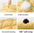 Luxury Hotel Pineapple Cloud Pillow, 3 Heights Plush Supportive Pillow for Back Side Sleepers, Machine Washable Premium Fiber Fill Decorative Throw Pillow (Yellow, Low Pillow)