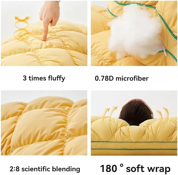 Luxury Hotel Pineapple Cloud Pillow, 3 Heights Plush Supportive Pillow for Back Side Sleepers, Machine Washable Premium Fiber Fill Decorative Throw Pillow (Gray, High Pillow)