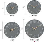 Mosewa Large Wall Clock 16 Inch Gray Modern Silent Non Ticking Battery Operated Decorative for Bedroom Bathroom Living Room Kitchen Home Office Hotel