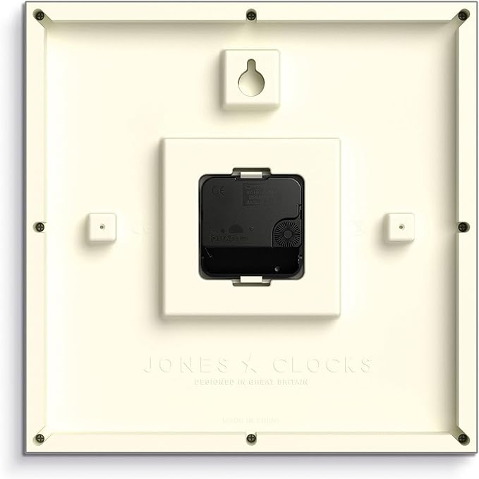 JONES CLOCKS® Box Wall Clock | Retro Square | 10 inch | Gray | Easy to Read Numbers | Perfect Kitchen or Office Clock
