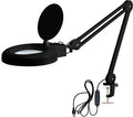 Neatfi (New Model) LED Magnifying Lamp with Clamp, 12W, 60 SMD LEDs, Adjustable Step Dimming Brightness, Desk Lamp Magnifier Light for Crafts, Painting, and Hobbies (Black, 5-Diopter)