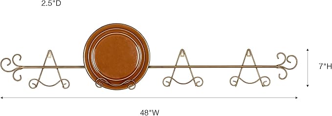 Touch of Class Galla Horizontal Plate Rack - Satin Gold - Four Plates