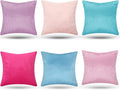 Pack of 6 Decorative Velvet Throw Pillow Covers Solid Square Soft Pillowcase Set Cushion Cases for Sofa Couch Bed Car Christmas Fall Home Decor 18 x 18 inch(Candy Color)