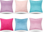 Pack of 6 Decorative Velvet Throw Pillow Covers Solid Square Soft Pillowcase Set Cushion Cases for Sofa Couch Bed Car Christmas Fall Home Decor 18 x 18 inch(Candy Color)
