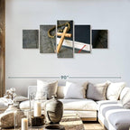 Elephant Stock Cross Canvas - 5 Panel Christian Pictures Decor - Canvas Print Wall Decor - Christian Cross Wall Art - 68" X 30"