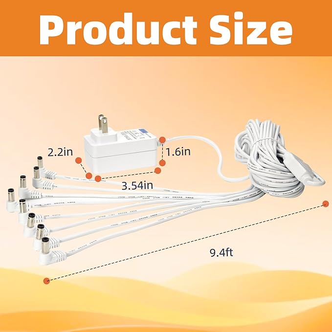 4.5V Power Adapter for Lemax Lighted Accessory 94563 94564 74707 74295 84428 94565 94566 94527 44241 64517 Christmas Micro Lighting Building Decoration(White,8 Output,Bend)