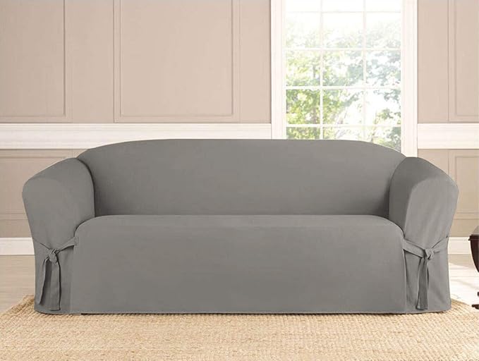 Linen Store Microsuede Furniture Slipcover, Couch Protector Machine Washable Sofa Cover Perfect for Kids, Dogs, Pets (Grey, Sofa)