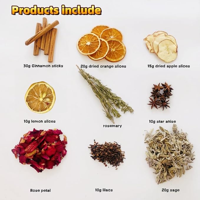 Simmering Potpourri, Simmer Pot Potpourri - Dried Orange Slices, Cinnamon, Cloves, Apple Slice, Rosemary, Apple Slice, Perfect Christmas House Warming Hostess Gift