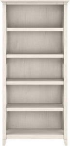 Bush Home Tall 5 Shelf Bookcase for Living Room or Home Office, Large Bookshelf, Modern Farmhouse Style, Key West Collection, Linen White Oak