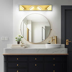 Modern LED Bathroom Lights Fixtures(4-Light),Metal Gold Acrylic Wall Lighting,Vanity Lights for Bathroom Over Mirror(6000k 27in)