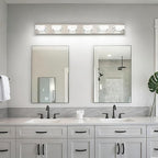 SOLFART Modern LED Vanity Lights Fixtures: 6 Lights Acrylic LED Brushed Nickel Vanity Lights for Bathroom 39inch 5CCT