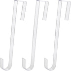 Non Scratch 100% Clear 12in Wreath Hanger 3Pk. Slim Christmas Wreaths Holders for Hanging Fall Halloween Decorations Over Front or Garage Door. Best Long Hooks for Indoor or Outdoor Home Decor.