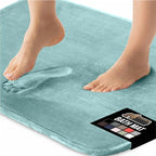 GORILLA GRIP Memory Foam Bath Mat, Soft Absorbent Velvet Bathroom Mats, Durable Dots on Underside, Machine Washable Bathmat, Carpet Rug Room Decor for Shower Tub Floor RV, 30x20 Rugs, Seablue