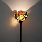 Tiffany Floor Lamp Tochiere Standing Lamp Yellow Grapes Style Stained Glass Floor Light Vintage Tall Pole Uplight Rustic Corner Lamp with Foot Switch for Home Decor Living Room Bedroom