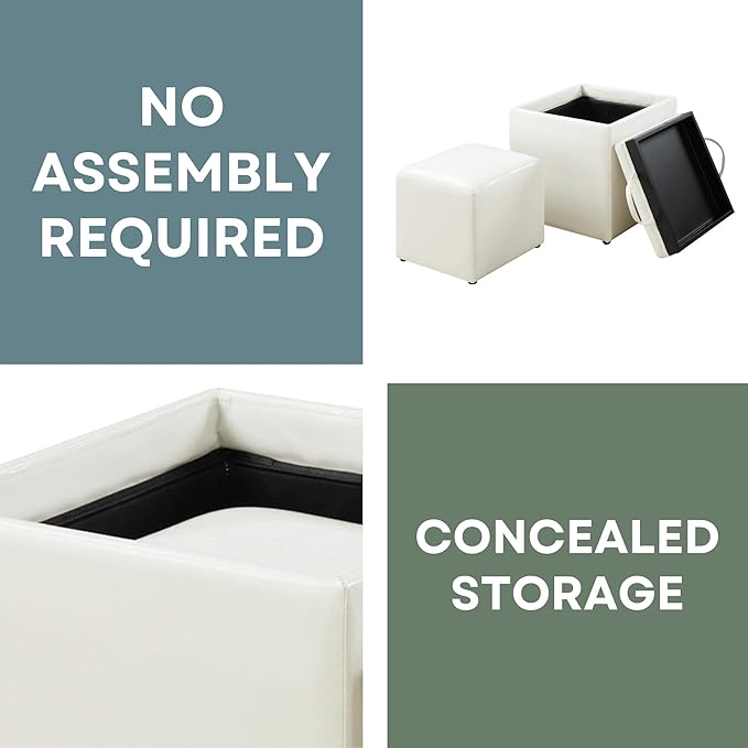 Designs4Comfort Park Avenue Single Ottoman with Stool and Reversible Tray