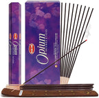 TRUMIRI Opium Hem Incense Sticks & Holder Bundle: 121 Pieces (6 Packets of 20, 1 Set)