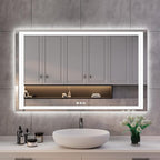 ISKM 48'' x 28' LED Mirror for Bathroom Lighted Vanity Mirror for Wall Front Lights + Backlit LED Bathroom Mirror Anti-Fog Tempered Glass ETL Listed