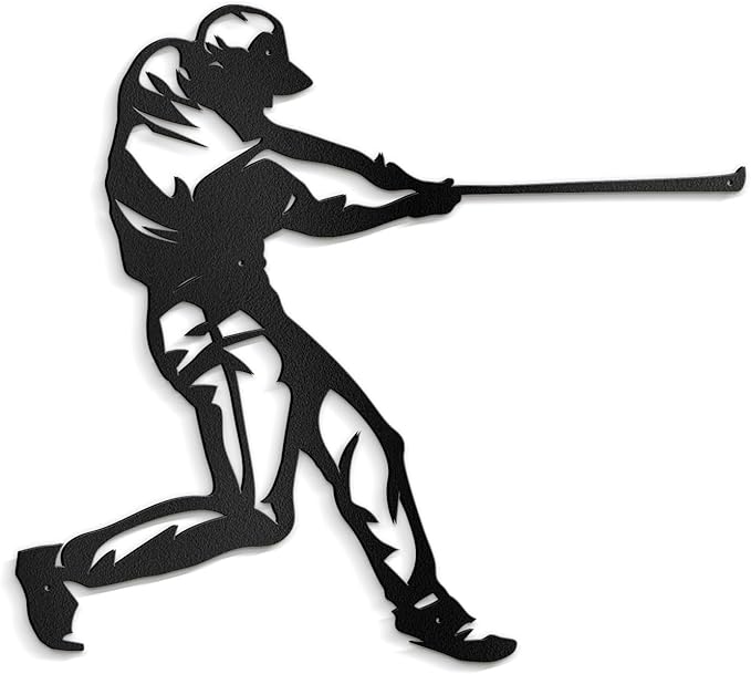 SIGNLEADER Metal Wall Art Decor - Baseball Batter Sport Minimalist Modern Abstract Wall Sculpture Hanging Home Decoration for Living Room, Bedroom, Bathroom, Kitchen, Studio, Outdoor - 18" Black