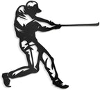 SIGNLEADER Metal Wall Art Decor - Baseball Batter Sport Minimalist Modern Abstract Wall Sculpture Hanging Home Decoration for Living Room, Bedroom, Bathroom, Kitchen, Studio, Outdoor - 24" Black