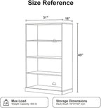 Casaphoria 49" H Wooden Bookshelves, 4 Tier Wide Bookshelf with Adjustable Shelves, Deep Farmhouse Bookshelf for Living Room,Bedroom & Home Office