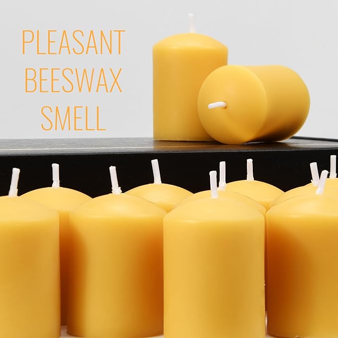 18PCS Beeswax Votive Candles Bulk, Pure Natural Beeswax - 9 Hour Burn Time, Unscented Handmade Candles for Home Décor, Room, Party, Spa, Gift