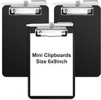 Sabary 3 Pack Bulk Mini Clipboards with Pen Holder Clip Black A5 Memo Clipboard 6x9 Plastic Check Presenters for Restaurants School Office Hotel Shopping List (Pen Not Included)