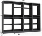 Unikito 100 Inch Large Closet System, 8.3FT Wood Closet Organizer Kit with 8 Hanging Rods, Adjustable Walk in Wardrobe Closet Tower, Sturdy Luxury Clothes Garment Rack, Easy Assembly, Set of 4, Black