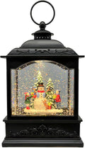Christmas Snow Globes Lantern with Music & Timer - USB/Battery Operated LED Glittering Globe Lantern, Snow Globe Decoration for Home Holiday Decor (Snowman)