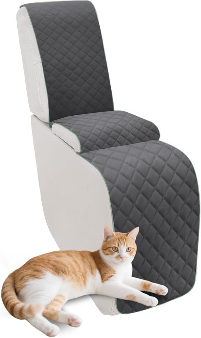 Reclining Sectional Couch Covers Velvet L Shape Recliner Sofa Middle Console Cover for Dogs Pets Washable Anti Slip 1 Additional Recliner Center Console Slipcovers (1 Console, Dark Gray)