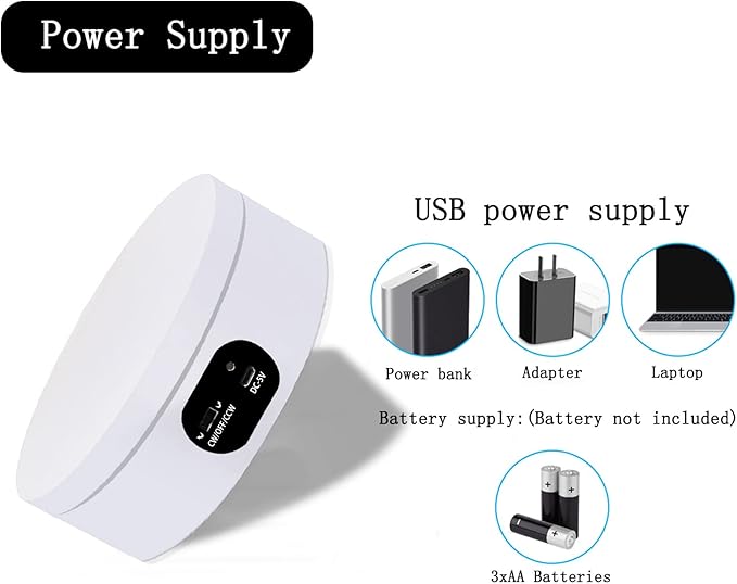 Cup Turner Rotating Display Stand for Epoxy Tumbler, 360 Mute Turntable, Take Photos and Videos, USB Power Cable, 6.3in
