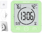 Baldr Shower Clock Waterproof Bathroom Clock with Timer/Temperature/Humidity, Digital Timers for Kids and Adults, Bath Kitchen Study, Green