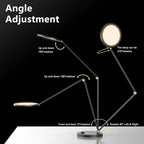LED Desk Lamp for Home Office, Eye-Caring Modern Desk Light, 3 Color Temperature 10 Brightness Computer Light, Dimmable Desk Light with Memory & Timer Func, Metal Swing Arm Table Lamp (Black)