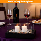 Rectangle Tabletop Hurricane Candleholder with Decorative Stones - Suitable for Dia 2.5" and Below Pillar Candles and Scented Candles, Gift for Dinner Table Centerpiece & Housewareming